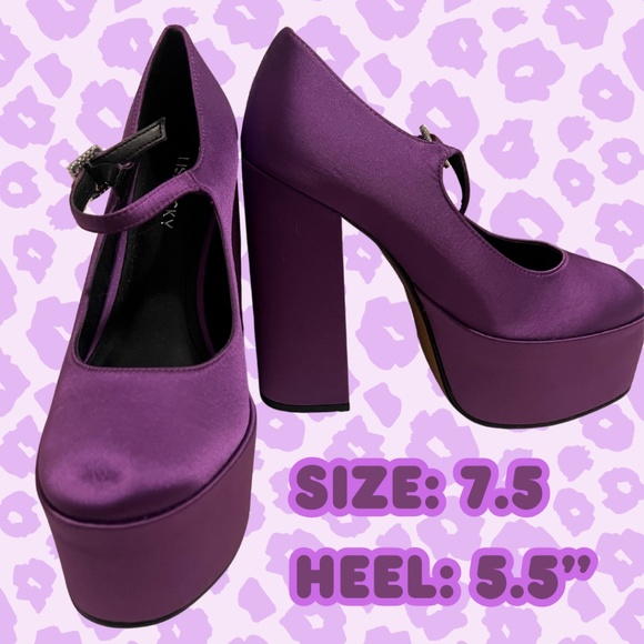 Purple Satin Mary Jane Pumps NIB - Picture 1 of 5